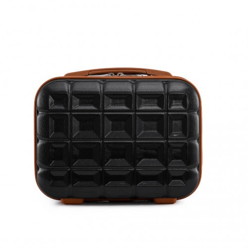 K2292L - Kono 13 Inch Lightweight Hard Shell ABS Vanity Case - Black And Brown