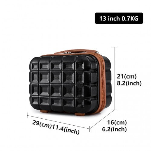 K2292L - Kono 13 Inch Lightweight Hard Shell ABS Vanity Case - Black And Brown