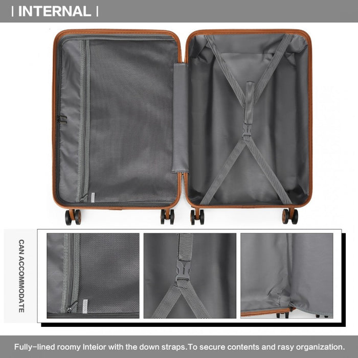 24 Inch Lightweight Hard Shell Abs Suitcase With Tsa Lock  Grey