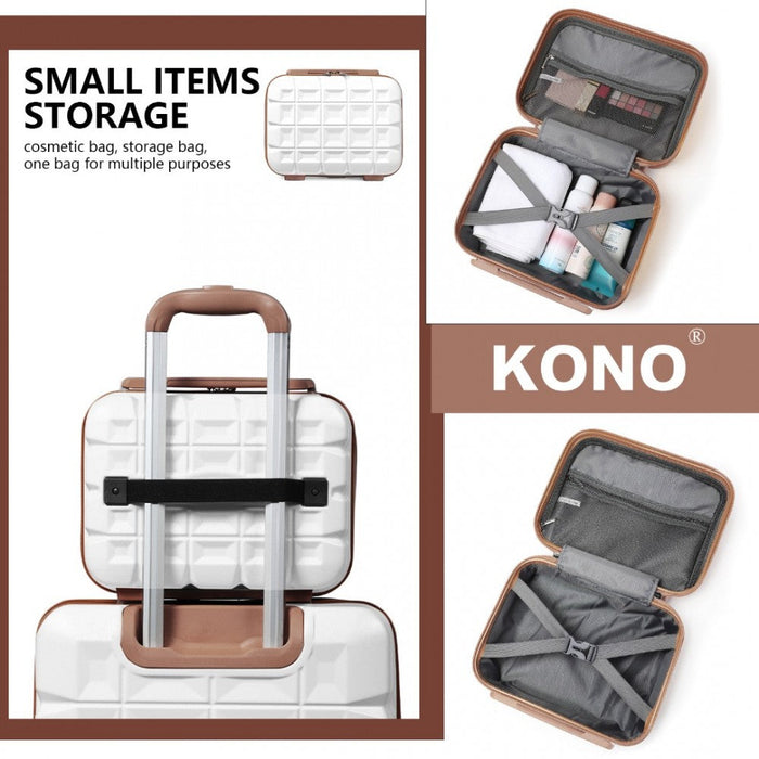 K2292l - Kono 13 Inch Lightweight Hard Shell Abs Vanity Case - White