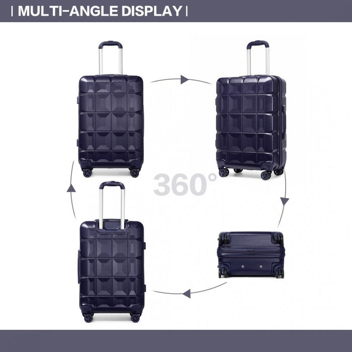 K2292l - Kono Lightweight Hard Shell Abs Suitcase With Tsa Lock And Vanity Case 4 Piece Set - Navy