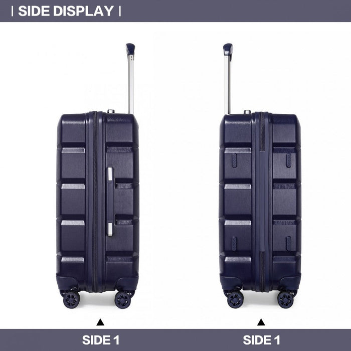 K2292l - Kono Lightweight Hard Shell Abs Suitcase With Tsa Lock And Vanity Case 4 Piece Set - Navy