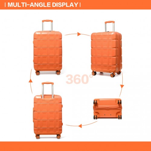 K2292L - Kono 24 Inch Lightweight Hard Shell ABS Suitcase With TSA Lock - Orange
