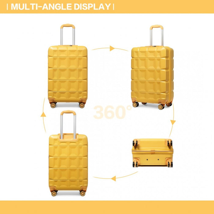 20 Inch Lightweight Hard Shell Abs Luggage Cabin Suitcase With Tsa Lock - Yellow