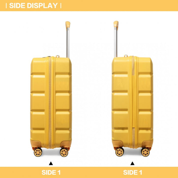 20 Inch Lightweight Hard Shell Abs Luggage Cabin Suitcase With Tsa Lock - Yellow