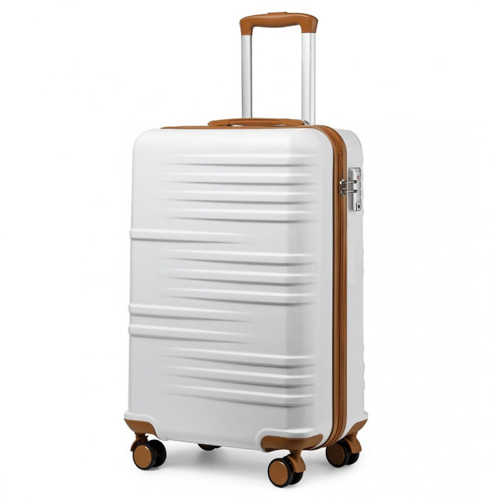 K2391L - British Traveller 20 Inch Durable Polycarbonate and ABS Hard Shell Suitcase With TSA Lock - White