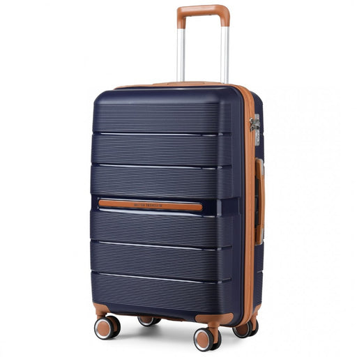 K2392L - British Traveller 24 Inch Multi-Texture Polypropylene Hard Shell Suitcase With TSA Lock - Cream - Image 1