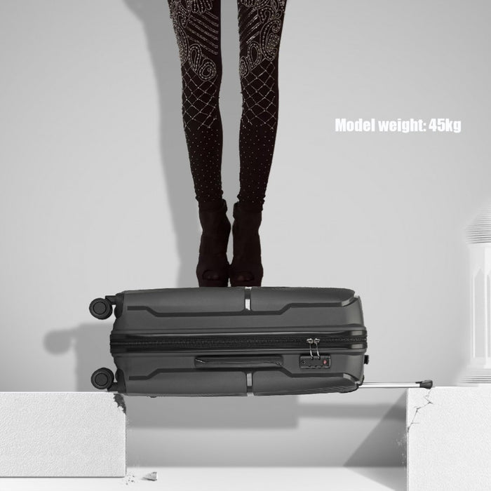 K2393L - British Traveller 24 Inch Spinner Hard Shell PP Suitcase With TSA Lock - Black - Image 10