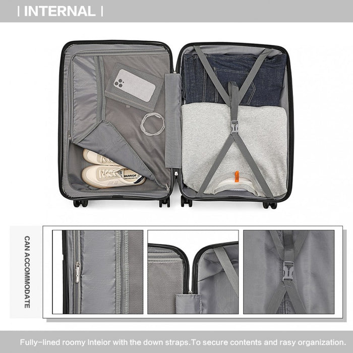 K2393L - British Traveller 24 Inch Spinner Hard Shell PP Suitcase With TSA Lock - Black - Image 9