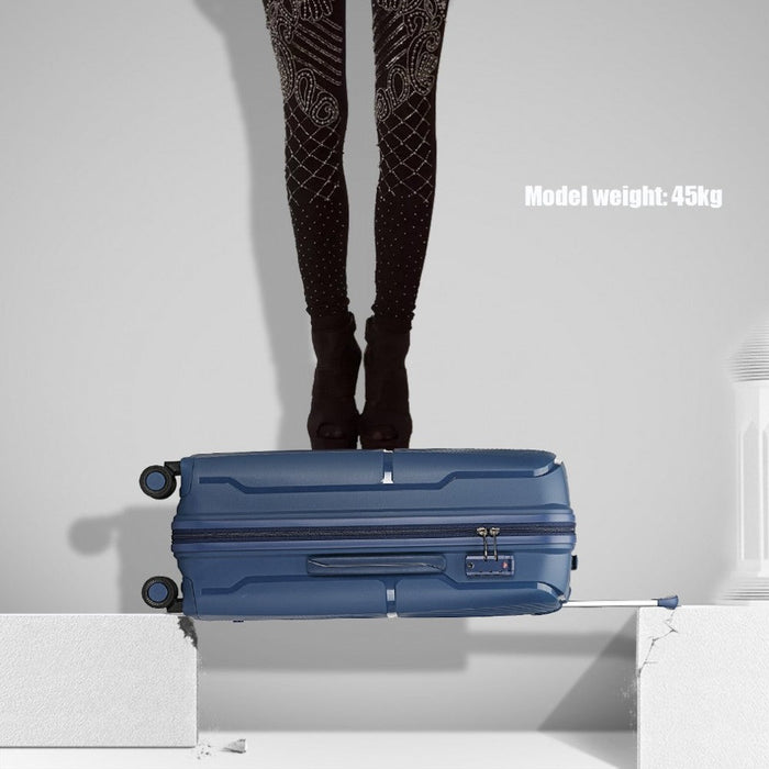K2393L - British Traveller 20 Inch Spinner Hard Shell PP Suitcase With TSA Lock - Navy