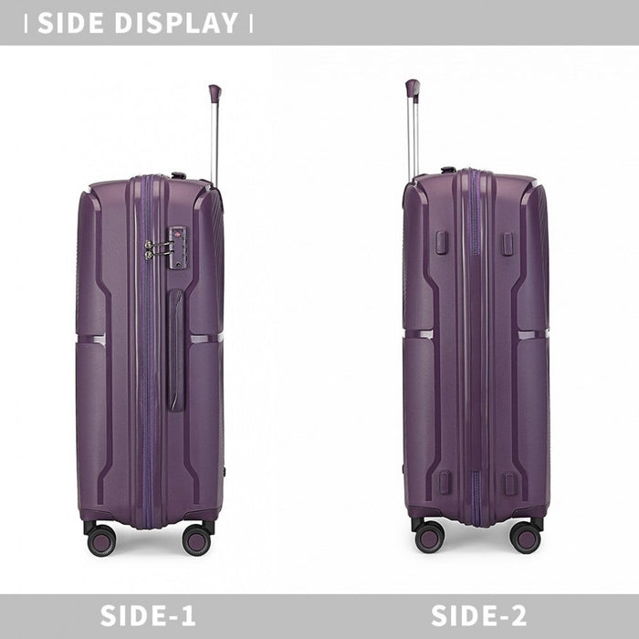 K2393L - British Traveller 20 Inch Spinner Hard Shell PP Suitcase With TSA Lock - Purple