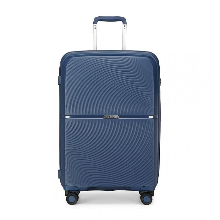 K2393L - British Traveller 28 Inch Spinner Hard Shell PP Suitcase With TSA Lock - Navy