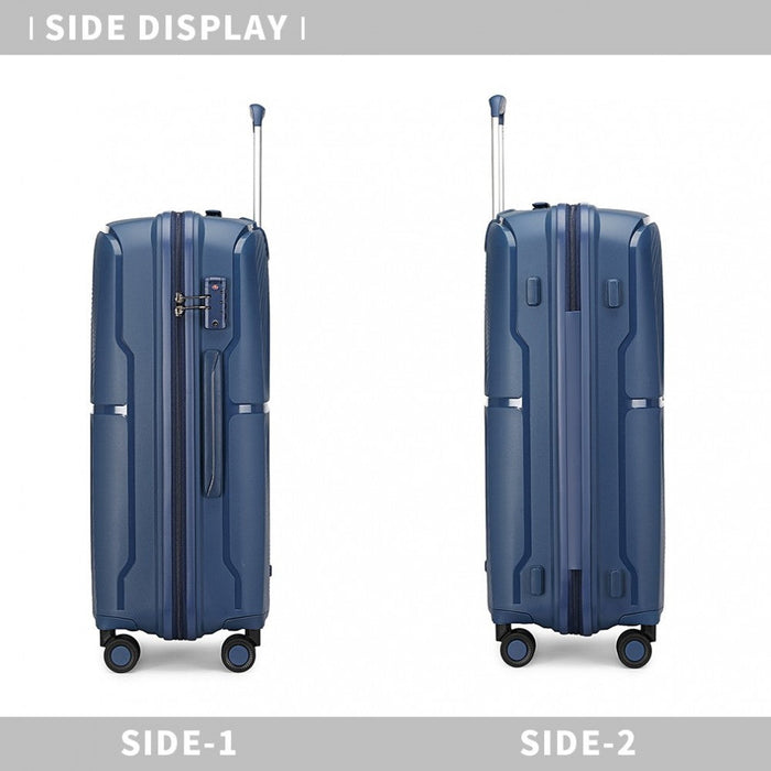 K2393L - British Traveller 28 Inch Spinner Hard Shell PP Suitcase With TSA Lock - Navy