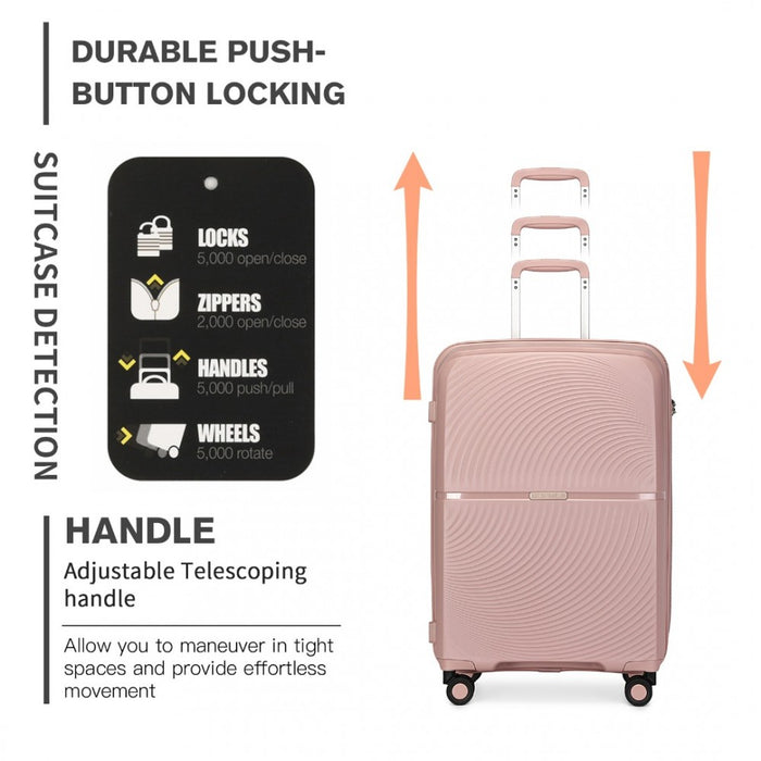 K2393L - British Traveller 24 Inch Spinner Hard Shell PP Suitcase With TSA Lock - Black - Image 7