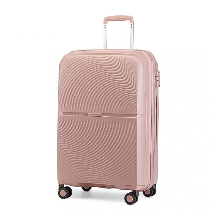 K2393L - British Traveller 24 Inch Spinner Hard Shell PP Suitcase With TSA Lock - Black - Image 1