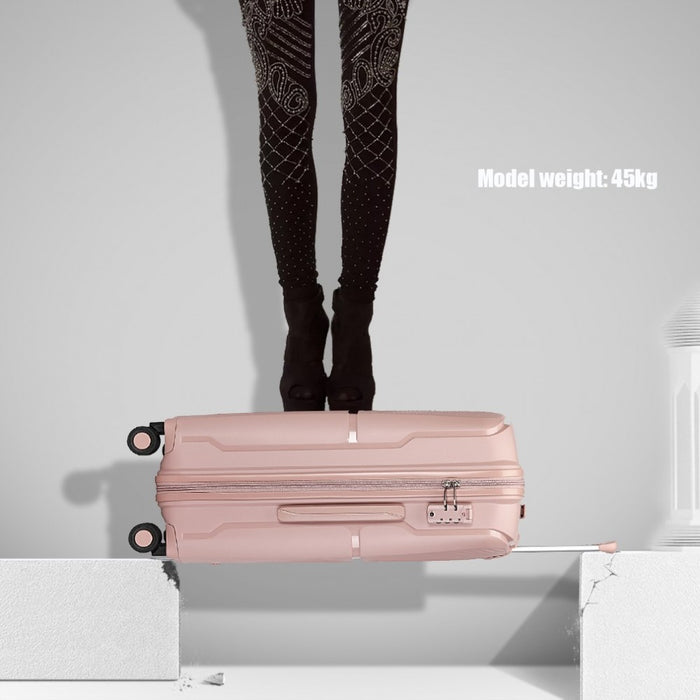 K2393L - British Traveller 24 Inch Spinner Hard Shell PP Suitcase With TSA Lock - Black - Image 10