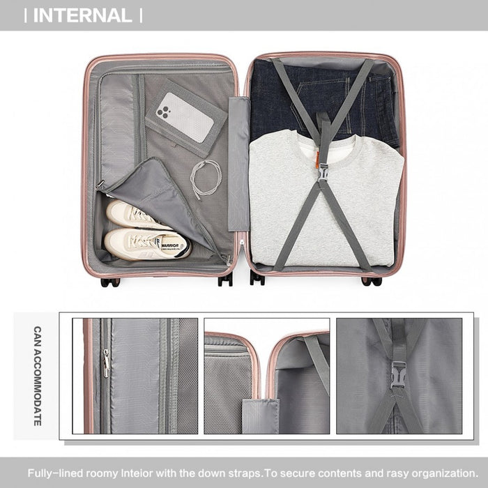 K2393L - British Traveller 24 Inch Spinner Hard Shell PP Suitcase With TSA Lock - Black - Image 9