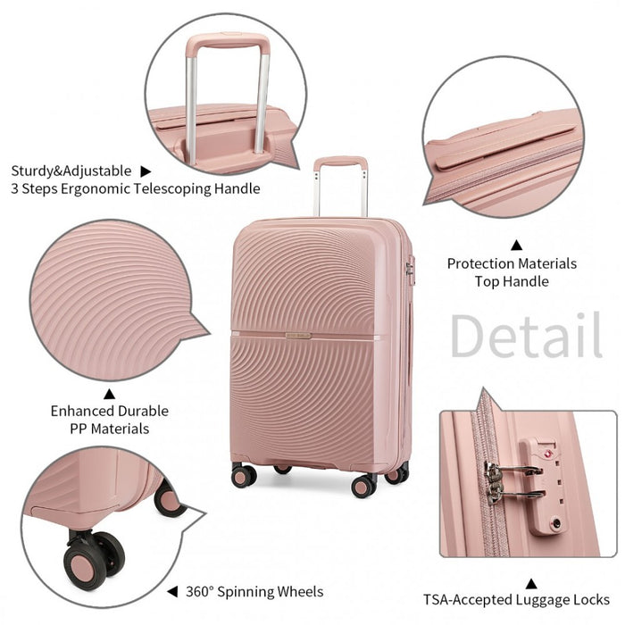 K2393L - British Traveller 24 Inch Spinner Hard Shell PP Suitcase With TSA Lock - Black - Image 6