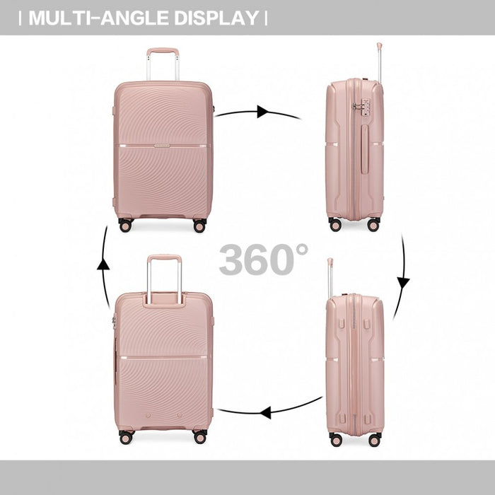 K2393L - British Traveller 24 Inch Spinner Hard Shell PP Suitcase With TSA Lock - Black - Image 4