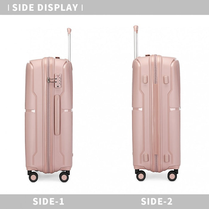 K2393L - British Traveller 24 Inch Spinner Hard Shell PP Suitcase With TSA Lock - Black - Image 3