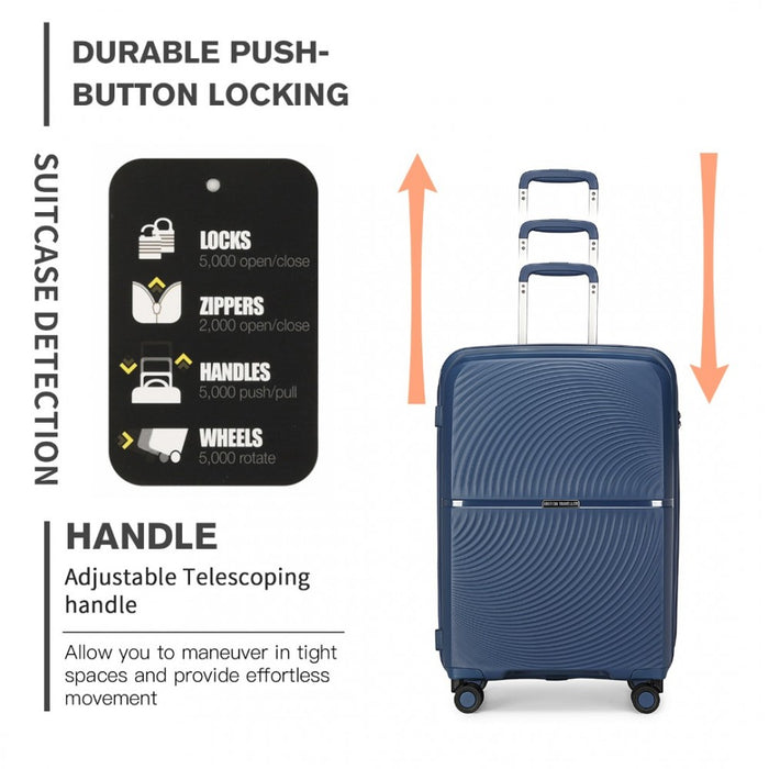 K2393L - British Traveller 24 Inch Spinner Hard Shell PP Suitcase With TSA Lock - Black - Image 7