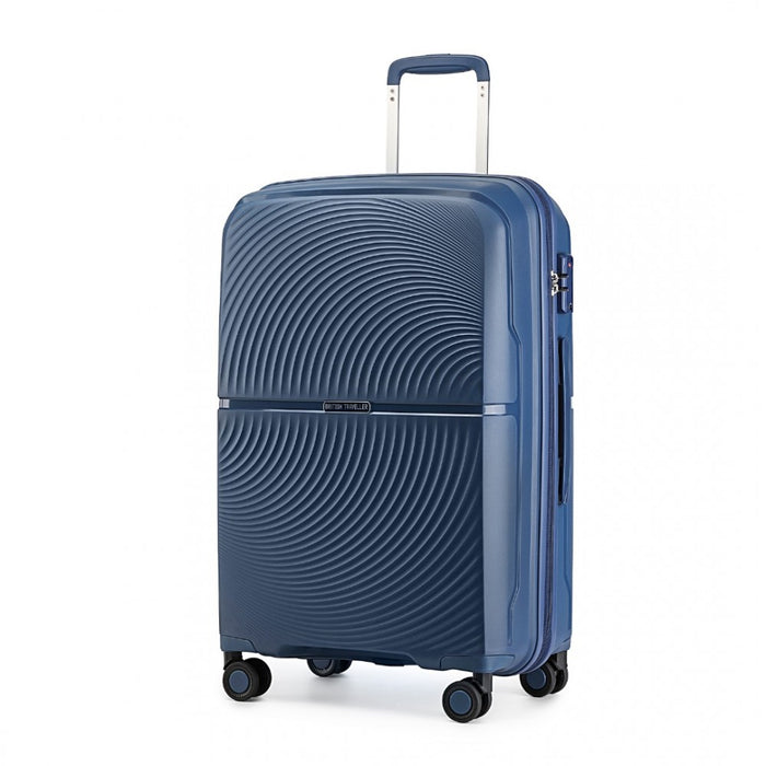 K2393L - British Traveller 24 Inch Spinner Hard Shell PP Suitcase With TSA Lock - Black - Image 1