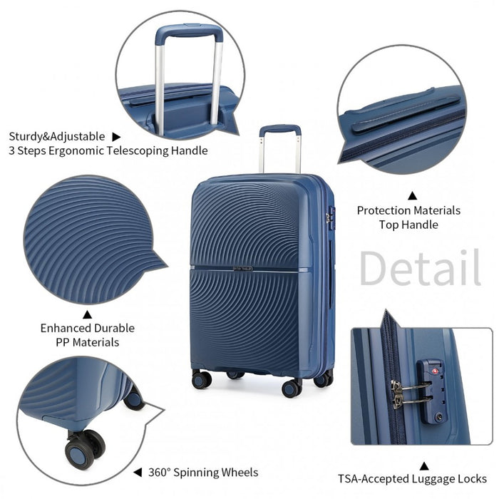 K2393L - British Traveller 24 Inch Spinner Hard Shell PP Suitcase With TSA Lock - Black - Image 6
