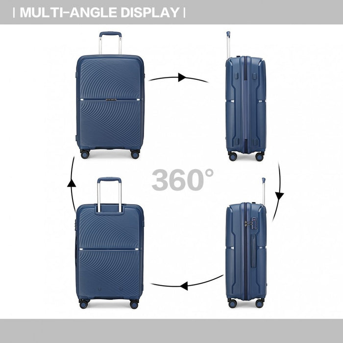 K2393L - British Traveller 24 Inch Spinner Hard Shell PP Suitcase With TSA Lock - Black - Image 4