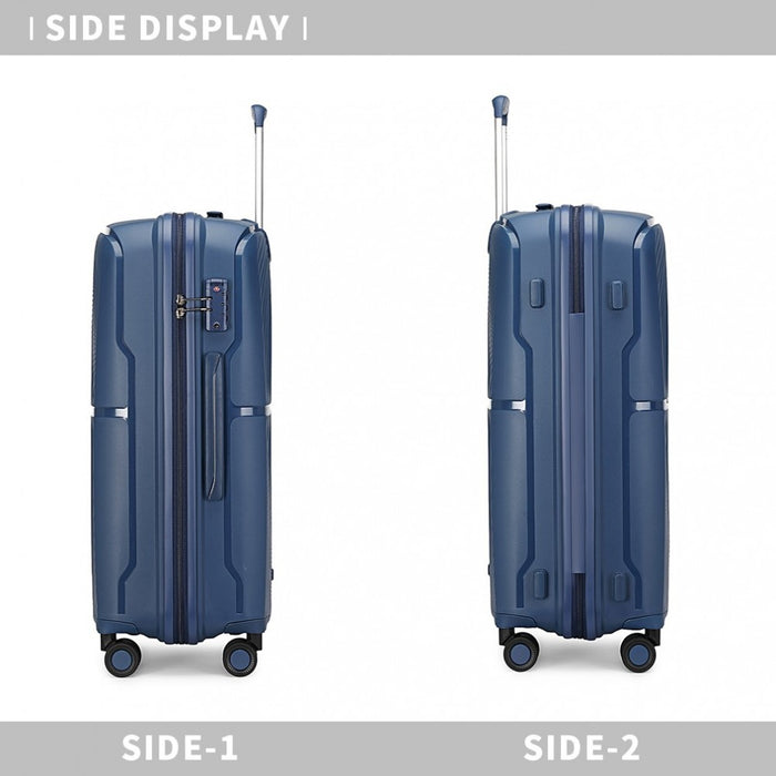 K2393L - British Traveller 24 Inch Spinner Hard Shell PP Suitcase With TSA Lock - Black - Image 3