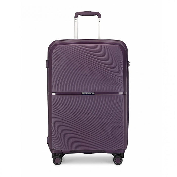 K2393L - British Traveller 24 Inch Spinner Hard Shell PP Suitcase With TSA Lock - Black - Image 2