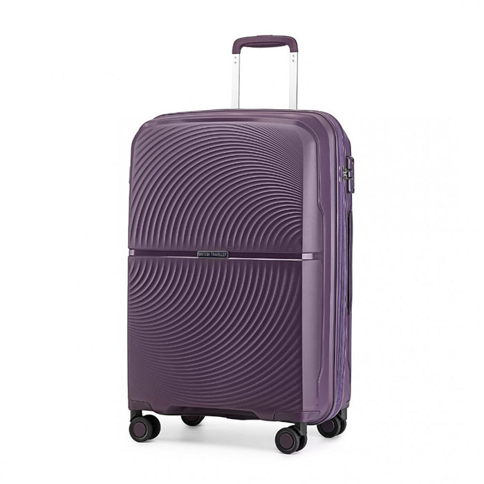 K2393L - British Traveller 24 Inch Spinner Hard Shell PP Suitcase With TSA Lock - Black - Image 1