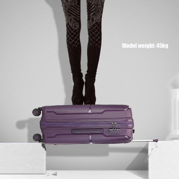 K2393L - British Traveller 24 Inch Spinner Hard Shell PP Suitcase With TSA Lock - Black - Image 10