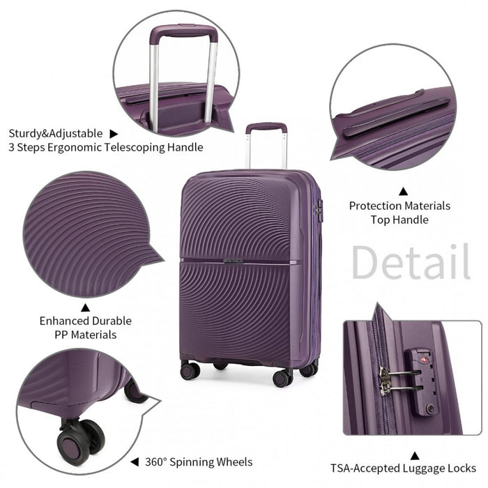 K2393L - British Traveller 24 Inch Spinner Hard Shell PP Suitcase With TSA Lock - Black - Image 6