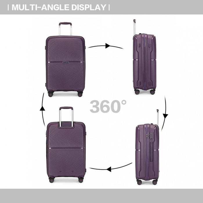 K2393L - British Traveller 24 Inch Spinner Hard Shell PP Suitcase With TSA Lock - Black - Image 4