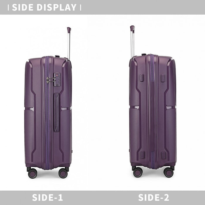 K2393L - British Traveller 24 Inch Spinner Hard Shell PP Suitcase With TSA Lock - Black - Image 3