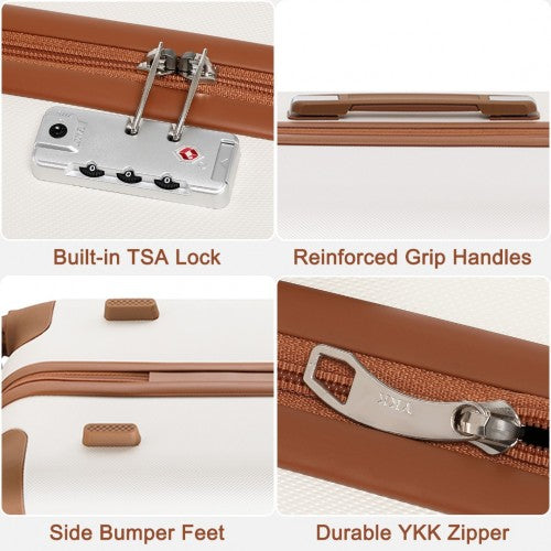 K2394L - Kono 28 Inch Flexible Hard Shell ABS Suitcase With TSA Lock - Cream