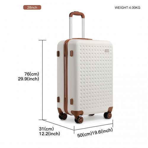 K2394L - Kono 28 Inch Flexible Hard Shell ABS Suitcase With TSA Lock - Cream