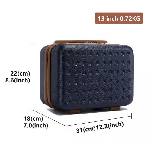 K2394L - Kono 13/20 Inch Flexible Hard Shell ABS Suitcase With TSA Lock And Vanity Case - Navy