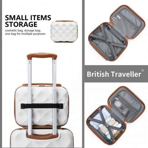 K2395L - British Traveller 13 Inch Ultralight ABS And Polycarbonate Vanity Case - Cream