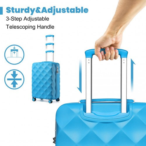 K2395L - British Traveller 20 Inch Ultralight ABS And Polycarbonate Bumpy Diamond Suitcase With TSA Lock - Blue