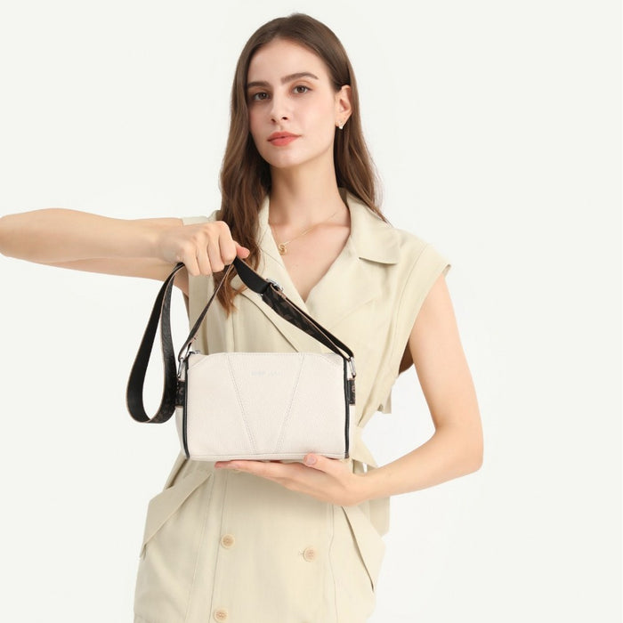 L2310 - Miss Lulu Simple And Elegant Wide Strap Genuine Leather Crossbody Bag - Green - Image 9