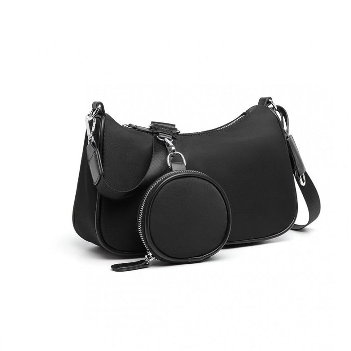 Lb2060 - Sac à main bandoulière Miss Lulu avec pochette amovible - Noir