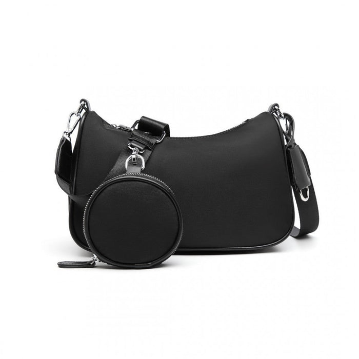 Lb2060 - Sac à main bandoulière Miss Lulu avec pochette amovible - Noir