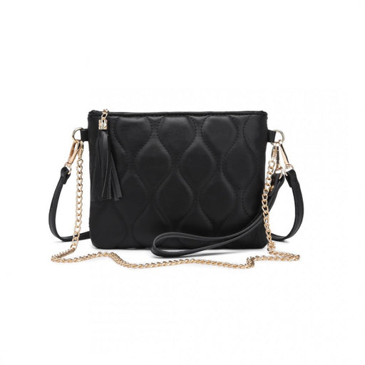 Lb2247 - Miss Lulu Small Pu Leather Soft Crossbody Bag - Black - Image 1