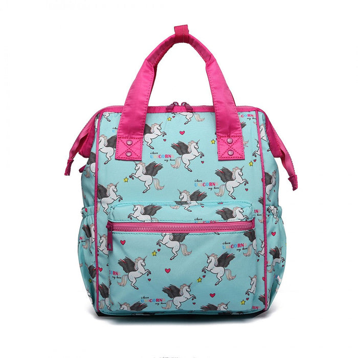 Lb6896 - Miss Lulu Child's Unicorn Backpack With Pencil Case - Blue
