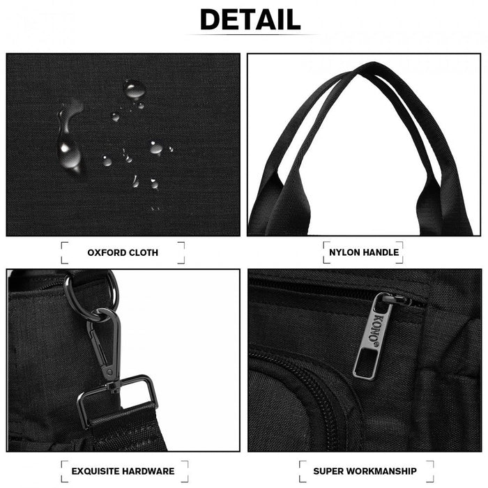 Lb6923 - Kono Multi-compartment Tote Shoulder Bag - Black