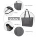 Lg2062 - Miss Lulu Leather Look Simple Casual Tote Bag - Grey - Image 6