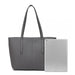 Lg2062 - Miss Lulu Leather Look Simple Casual Tote Bag - Grey - Image 5