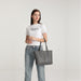 Lg2062 - Miss Lulu Leather Look Simple Casual Tote Bag - Grey - Image 11