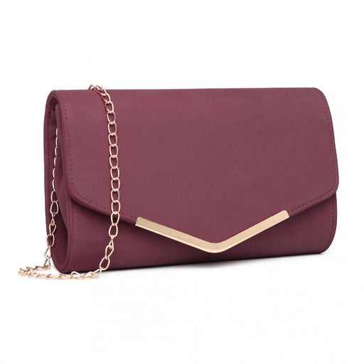 Lh1756 - Miss Lulu Leather Look Envelope Clutch Bag - Red - Image 1